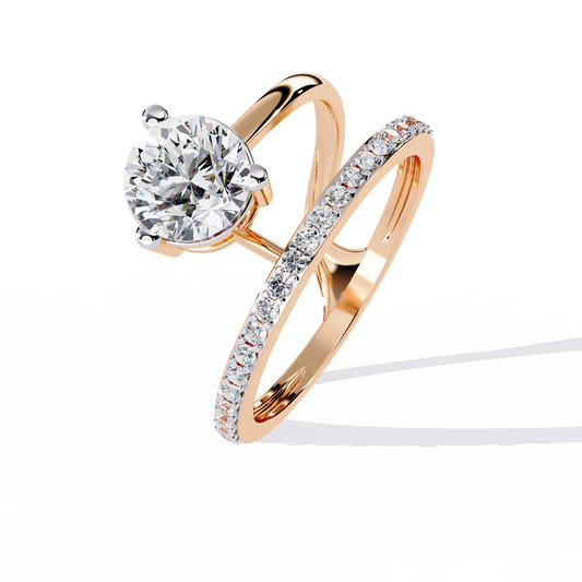 Twin Aura Solitaire Ring