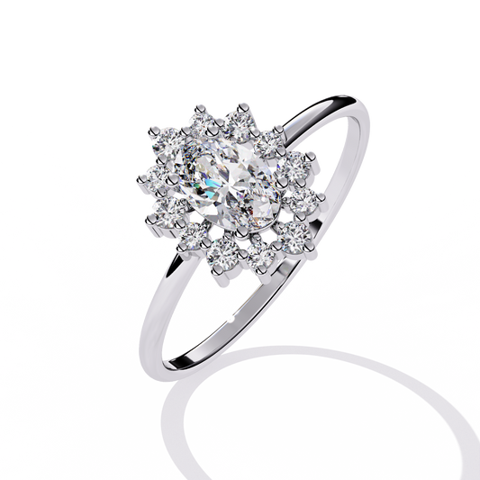Luna Halo Solitaire Ring
