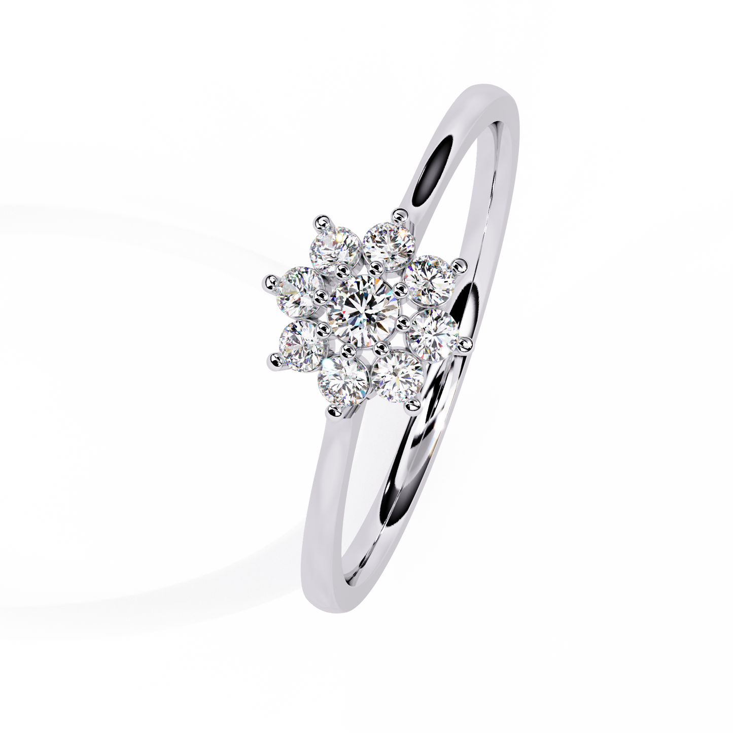 Flora Halo Solitaire Ring