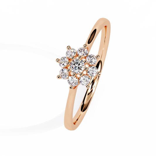 Flora Halo Solitaire Ring