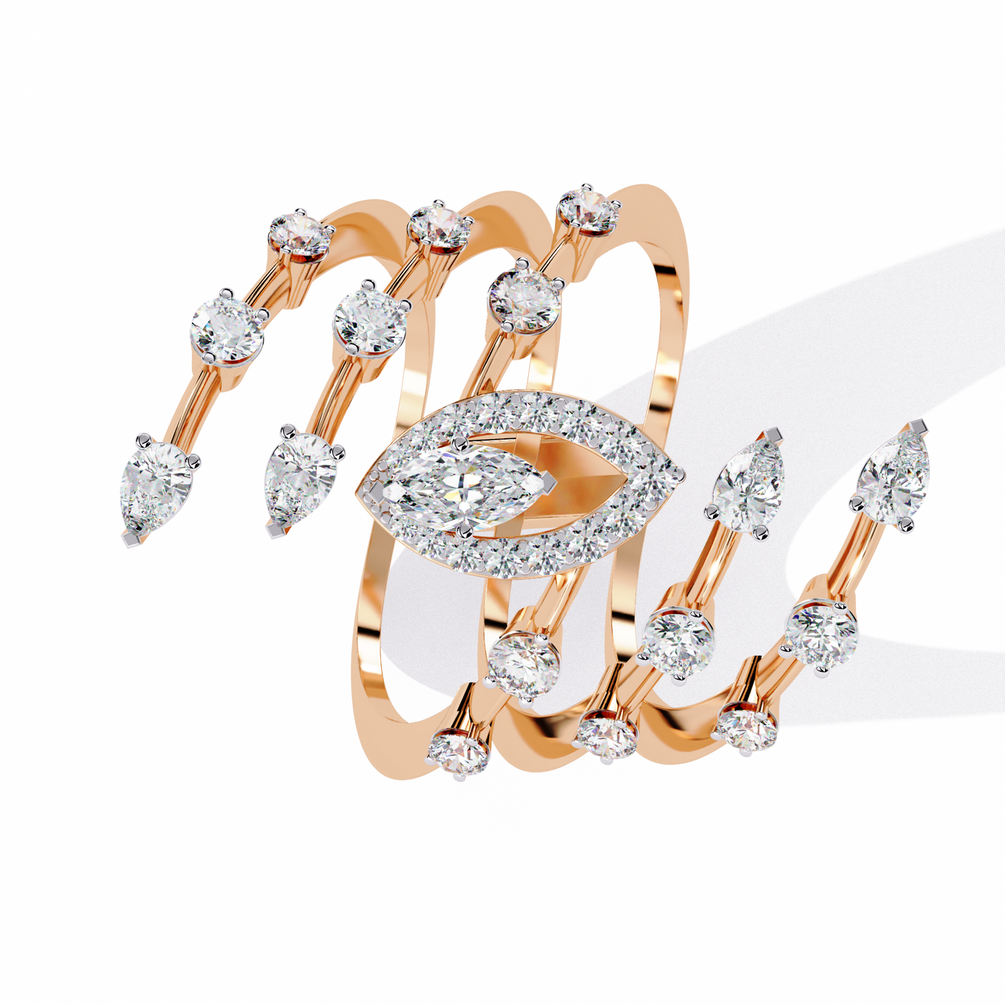 Radiant Plume Diamonds Ring