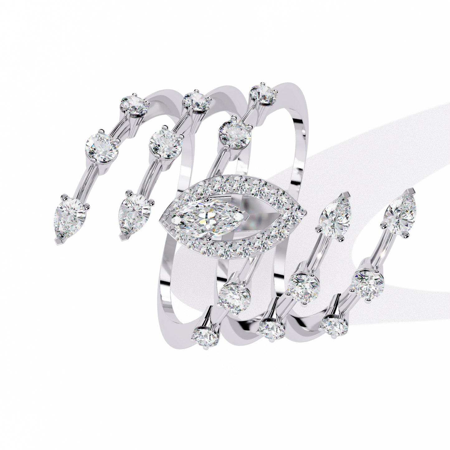 Radiant Plume Diamonds Ring