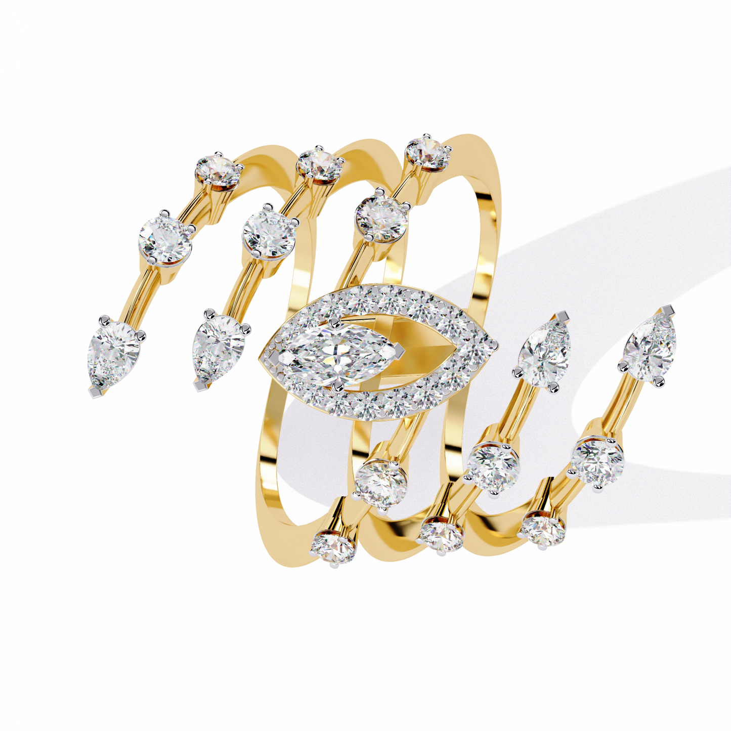 Radiant Plume Diamonds Ring