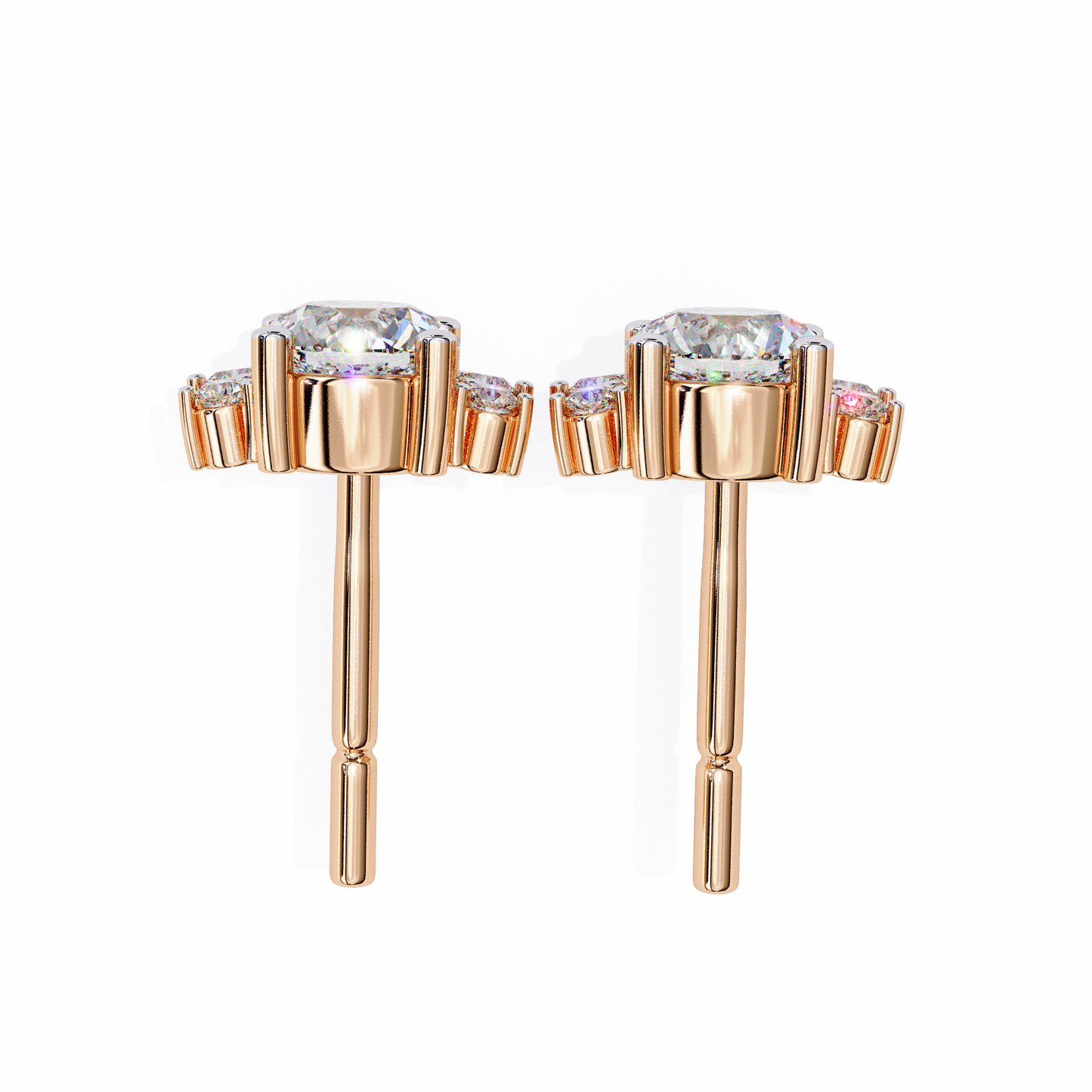 Florquise Halo Solitaire Studs
