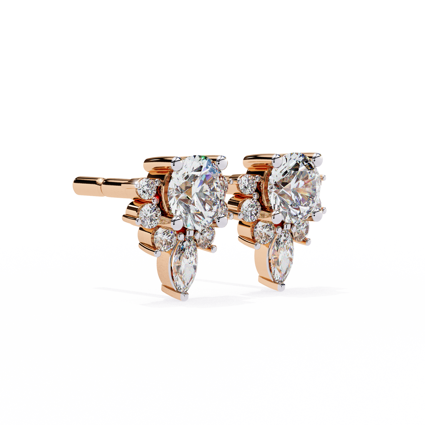 Florquise Halo Solitaire Studs