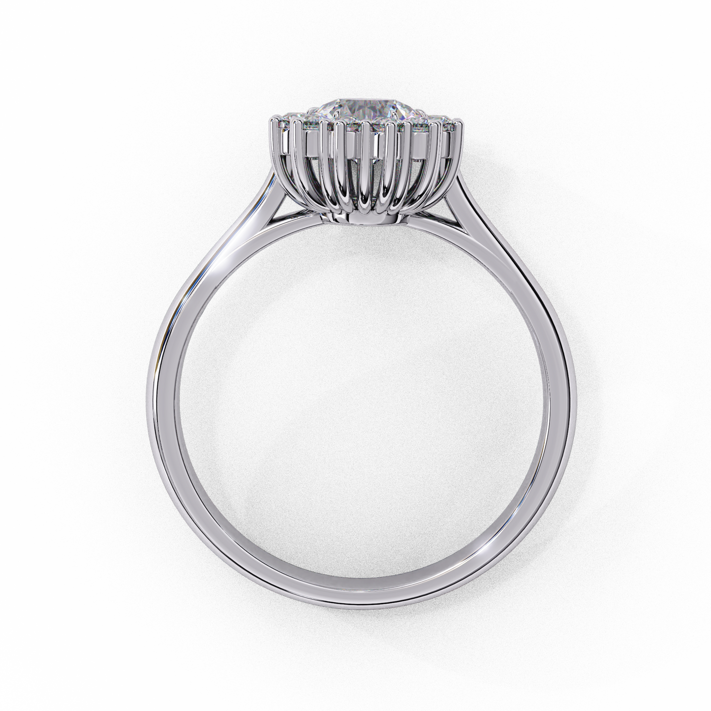 Tear light Halo Solitaire Ring