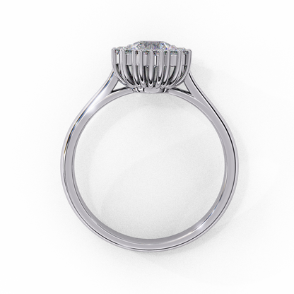 Tear light Halo Solitaire Ring
