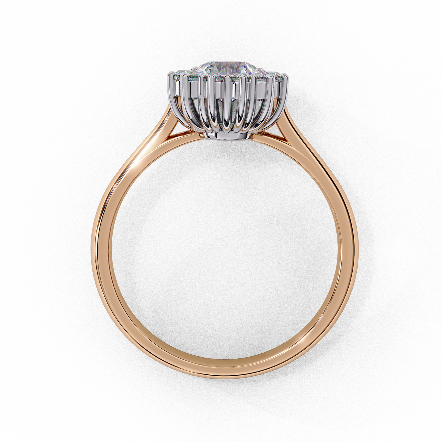 Tear light Halo Solitaire Ring