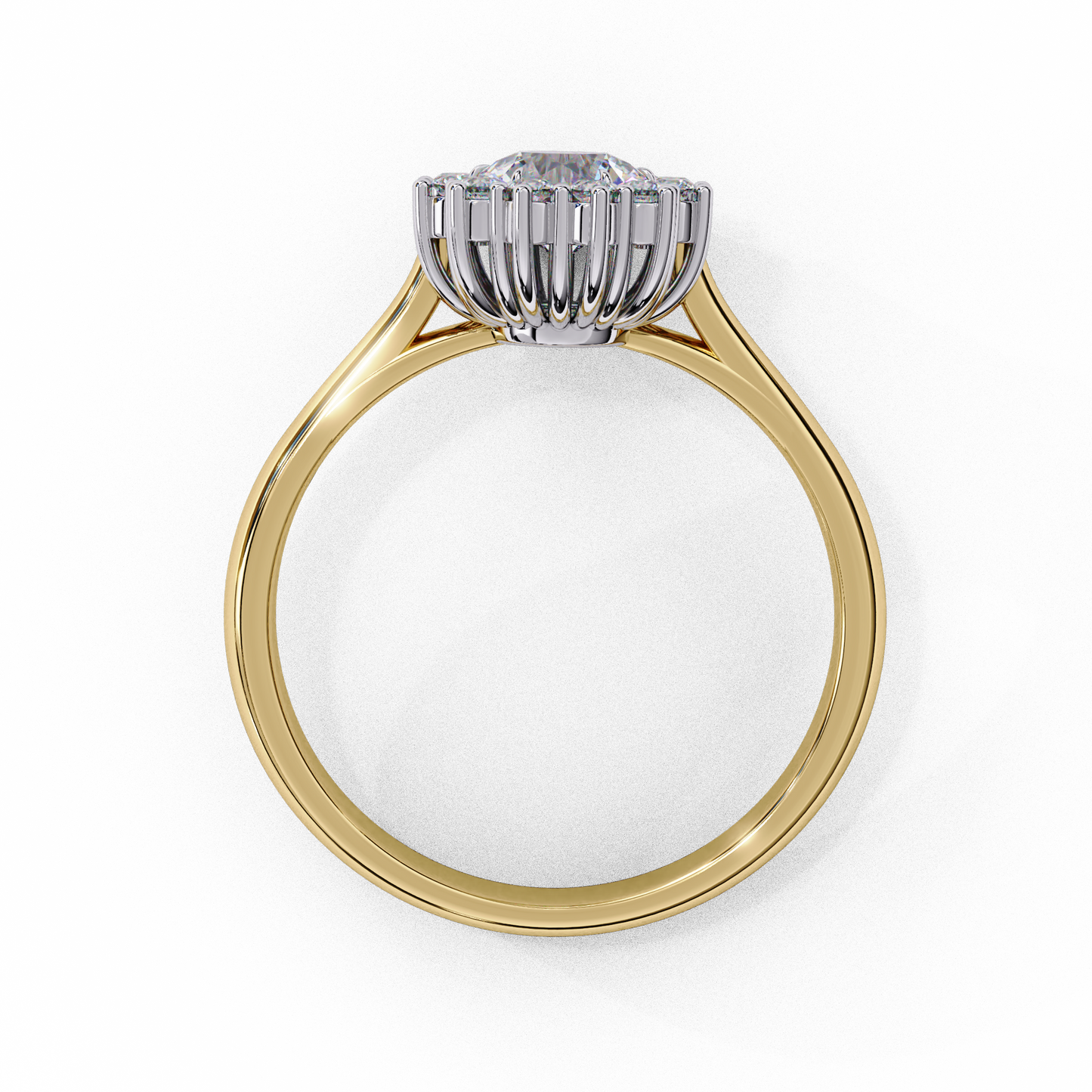 Tear light Halo Solitaire Ring