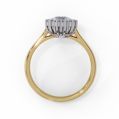 Tear light Halo Solitaire Ring