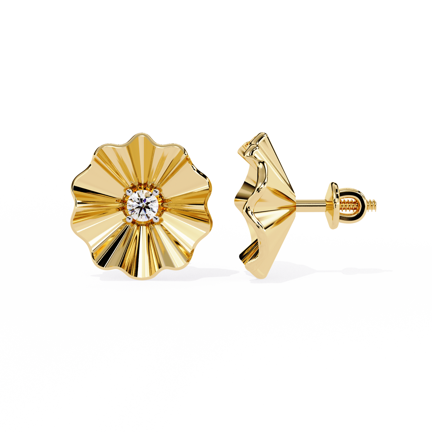 Golden Bloom Solitaire Studs