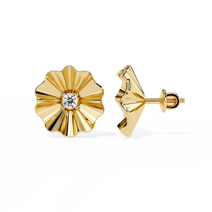 Golden Bloom Solitaire Studs