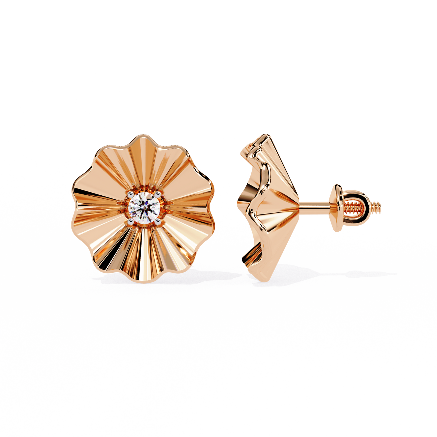 Golden Bloom Solitaire Studs