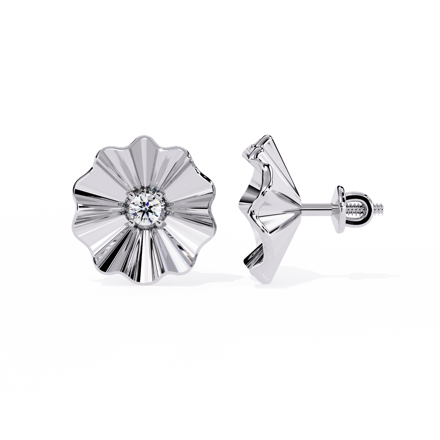 Golden Bloom Solitaire Studs