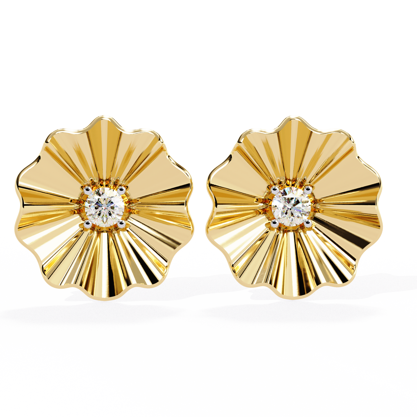 Golden Bloom Solitaire Studs