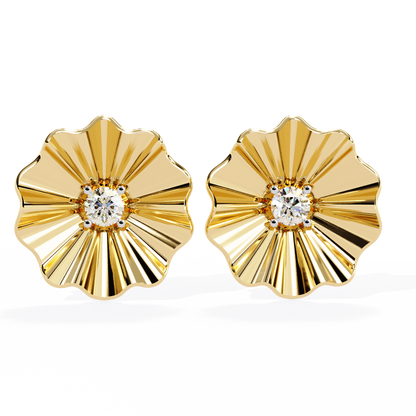 Golden Bloom Solitaire Studs