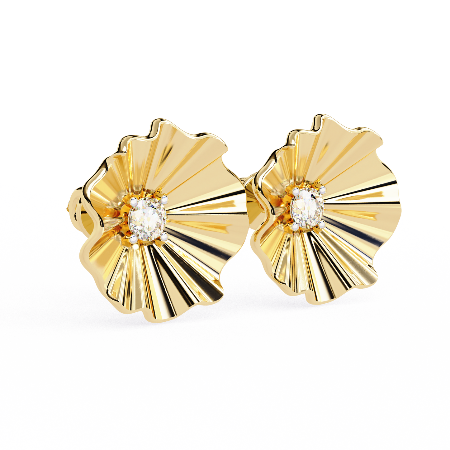 Golden Bloom Solitaire Studs