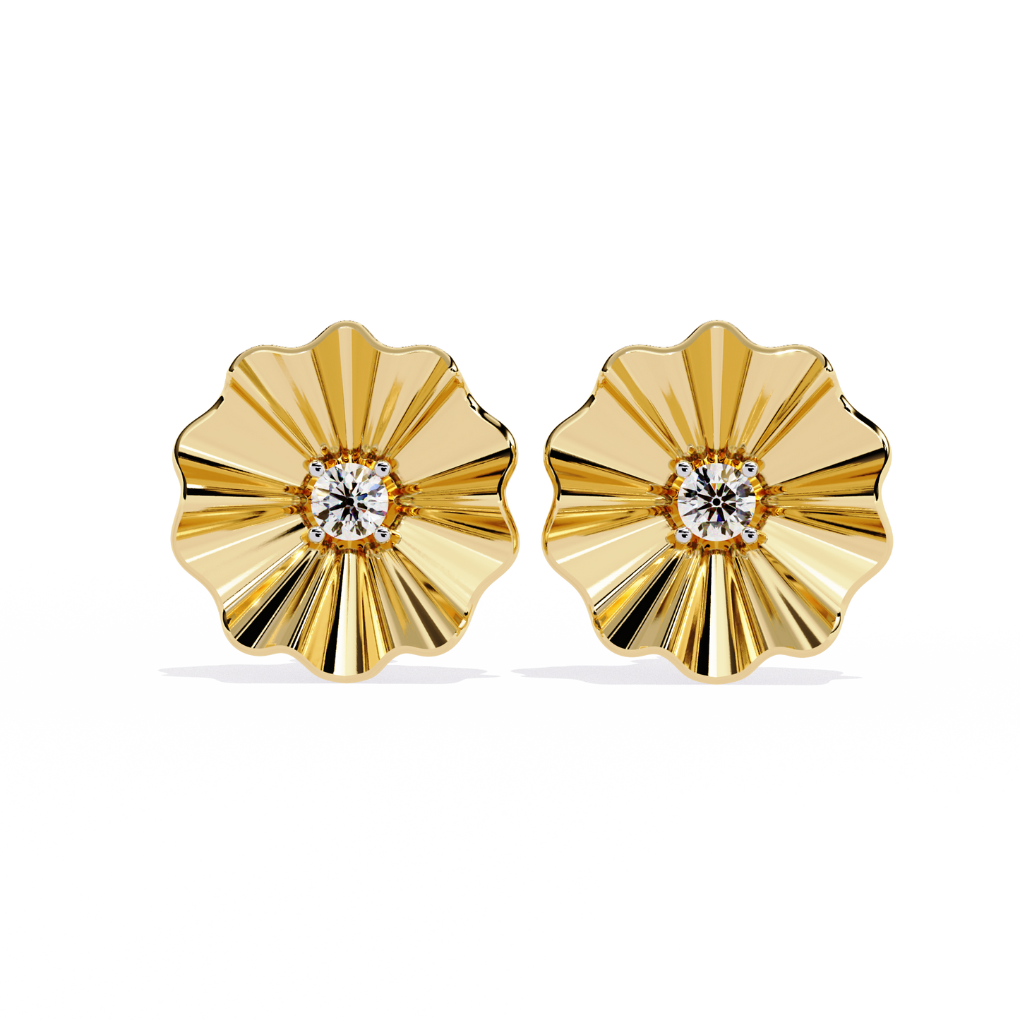 Golden Bloom Solitaire Studs