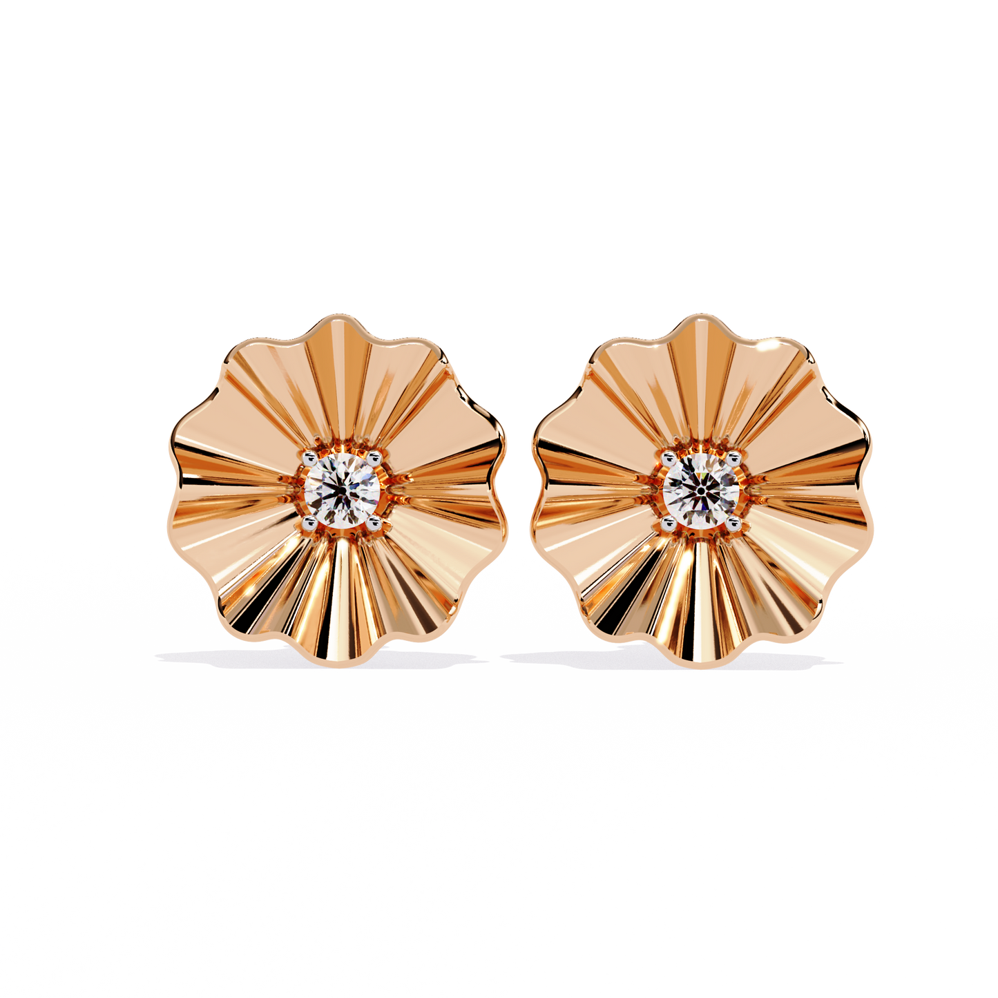 Golden Bloom Solitaire Studs