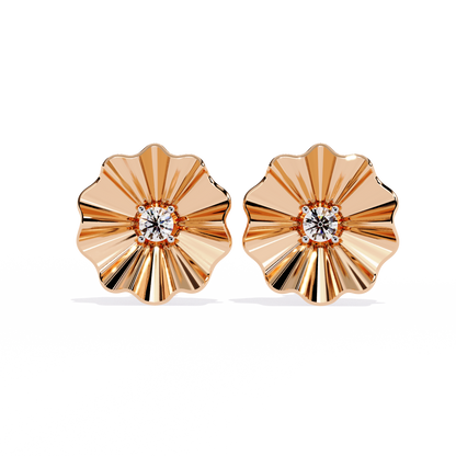 Golden Bloom Solitaire Studs