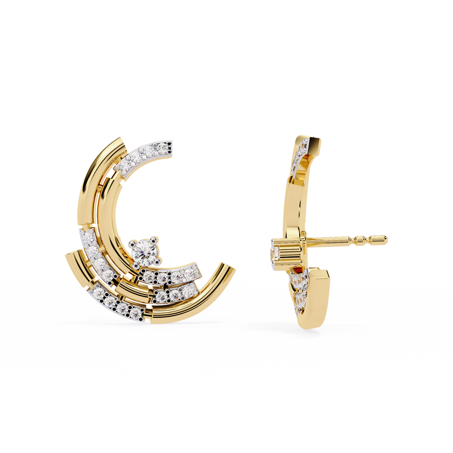 Halo Crescent Studs