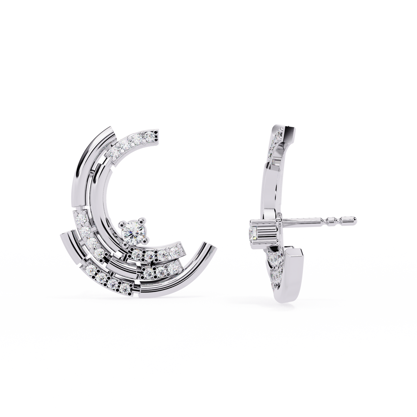 Halo Crescent Studs