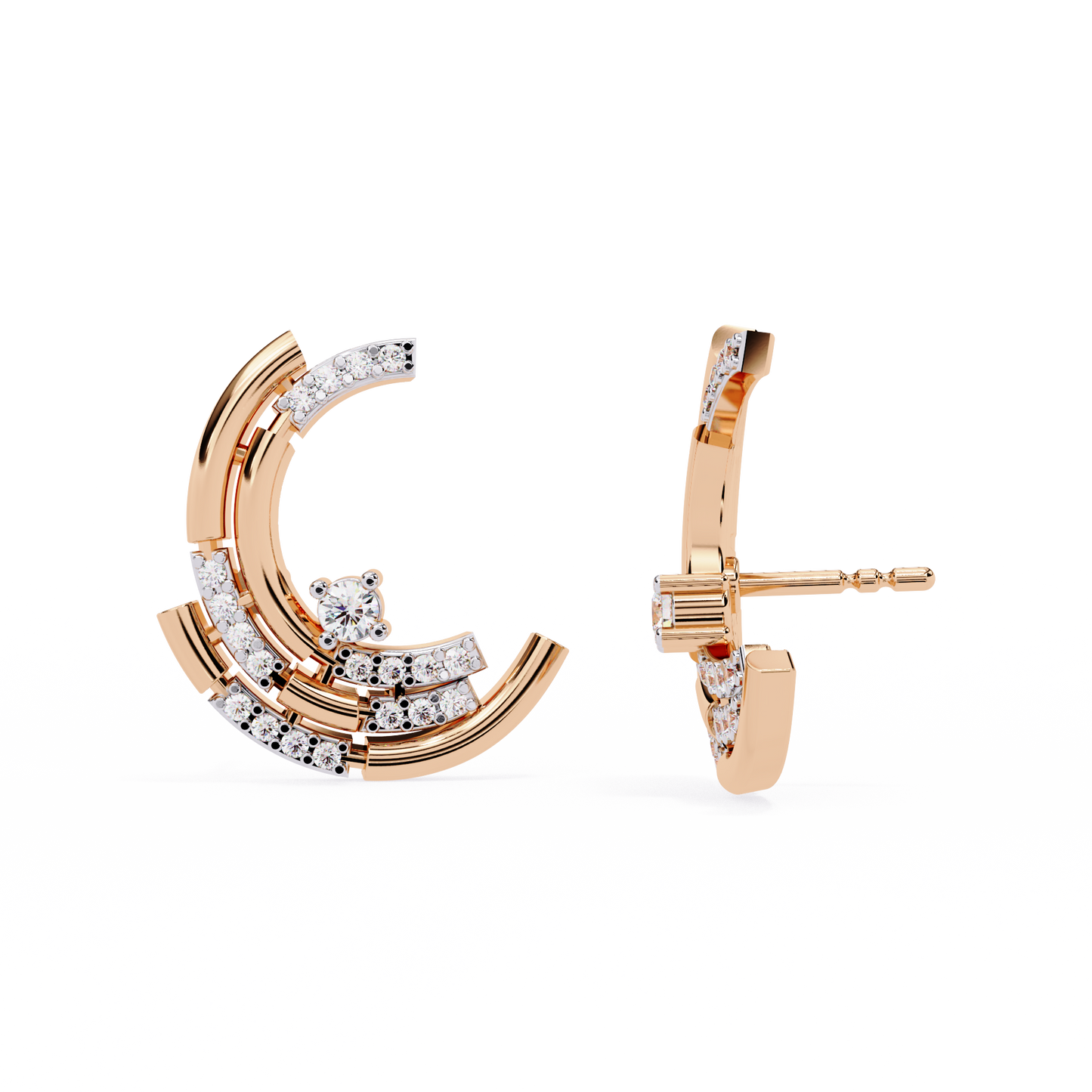 Halo Crescent Studs