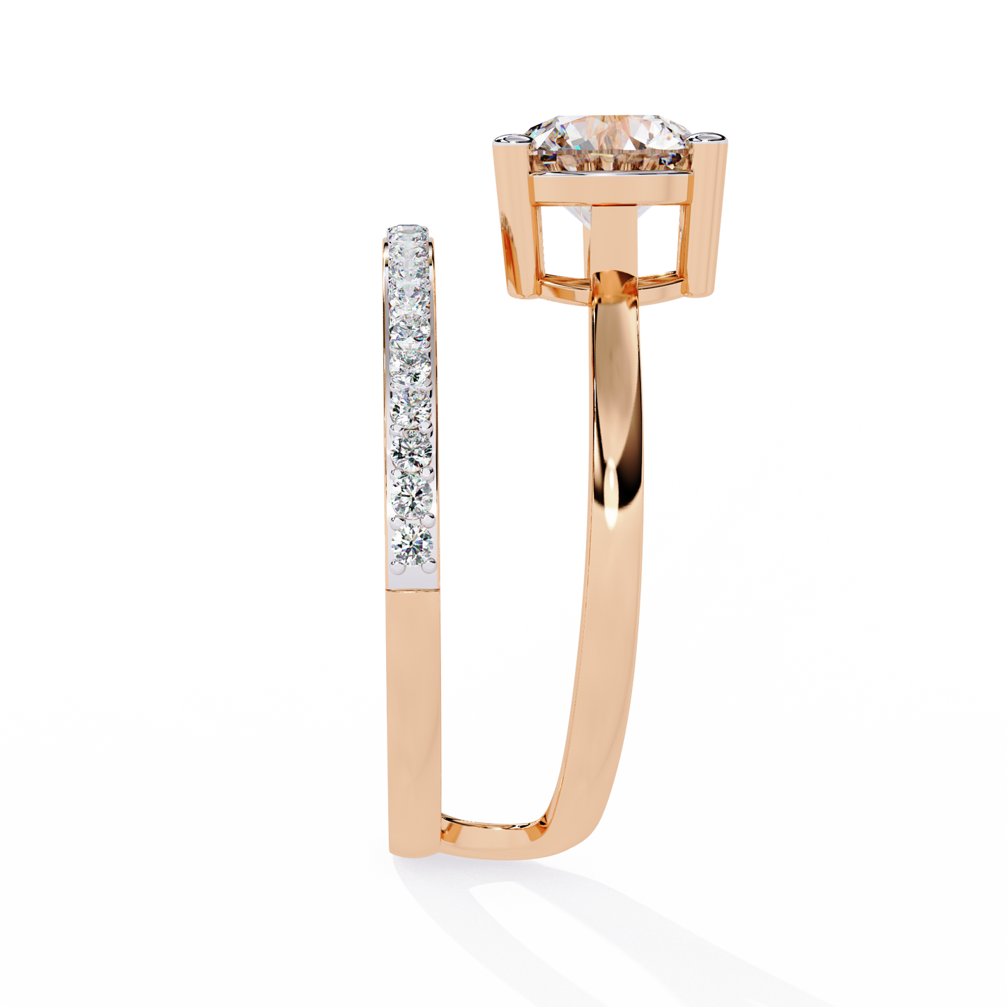 Twin Aura Solitaire Ring