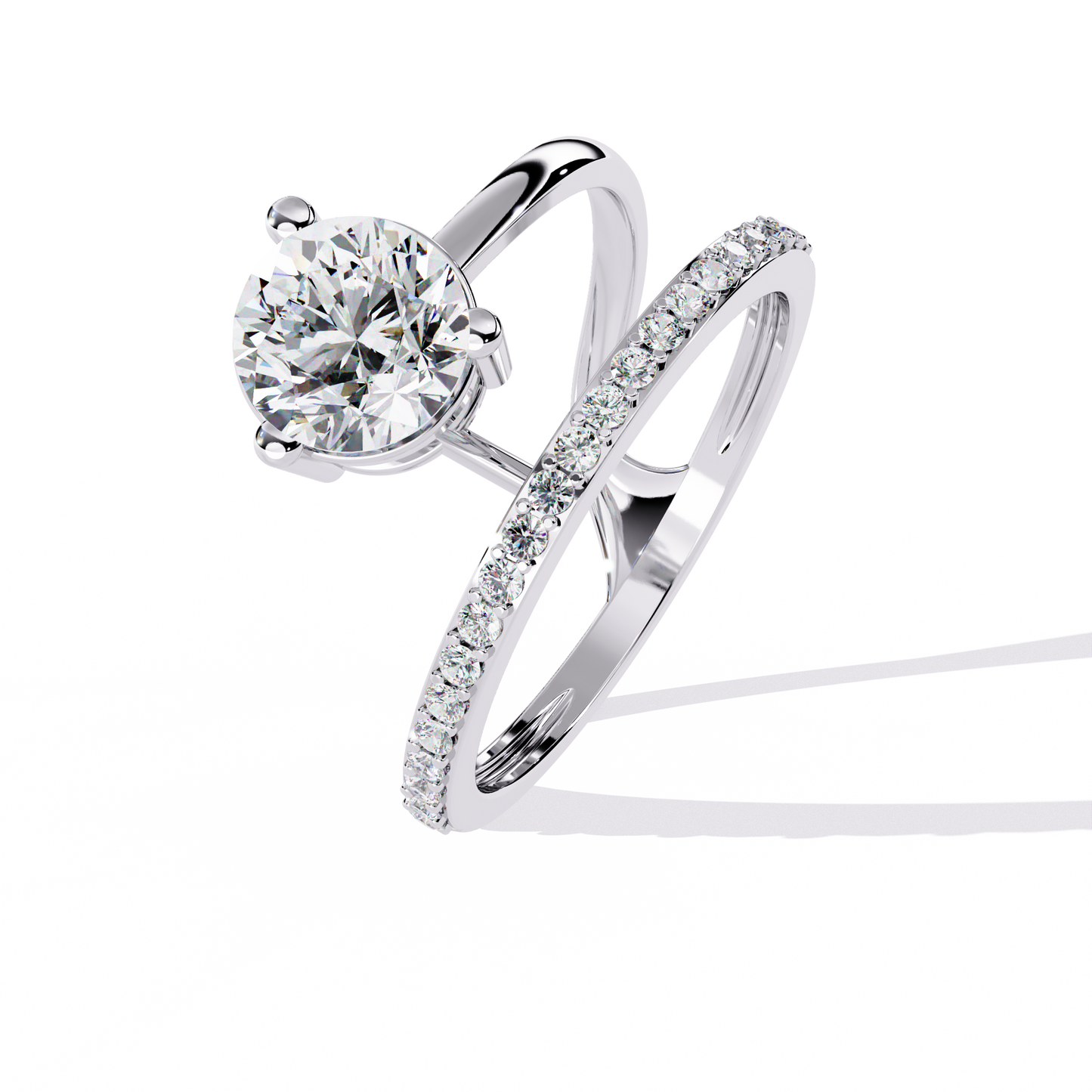 Twin Aura Solitaire Ring