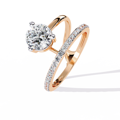 Twin Aura Solitaire Ring