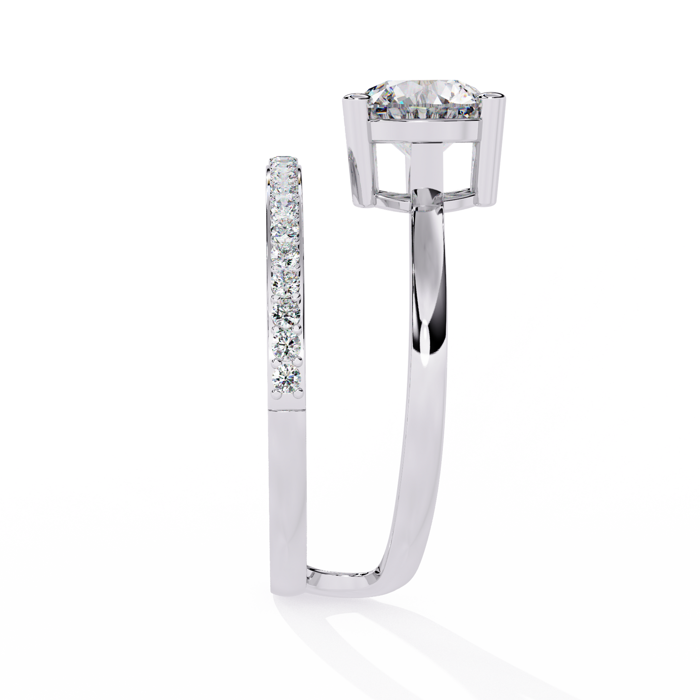 Twin Aura Solitaire Ring