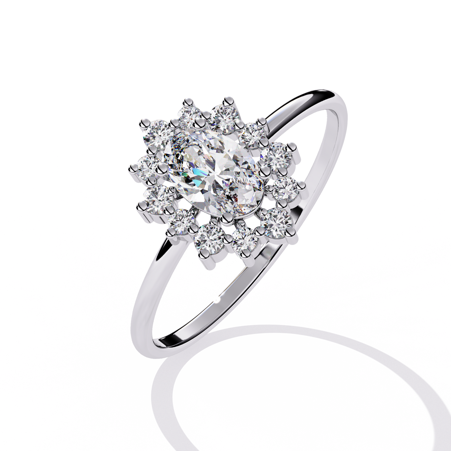 Luna Halo Solitaire Ring