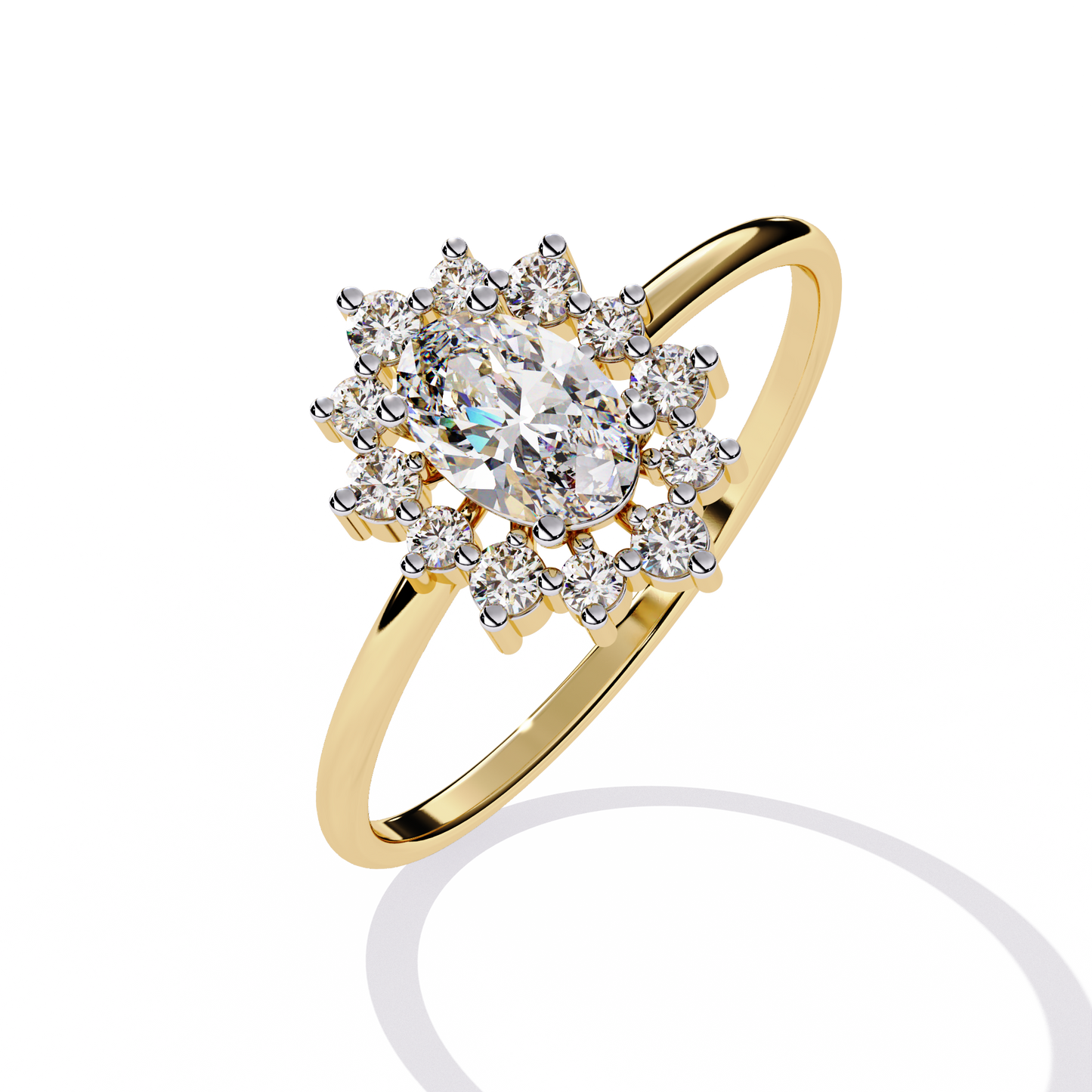Luna Halo Solitaire Ring