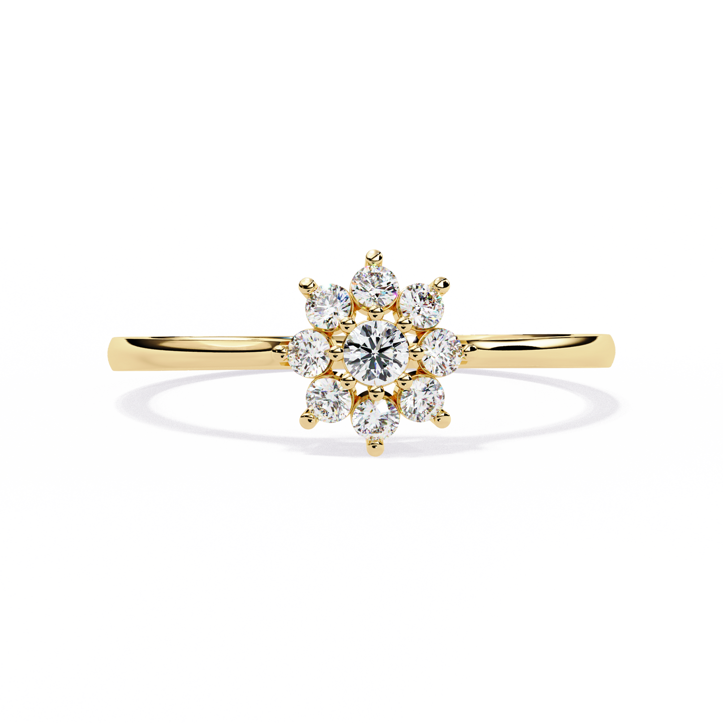Flora Halo Solitaire Ring