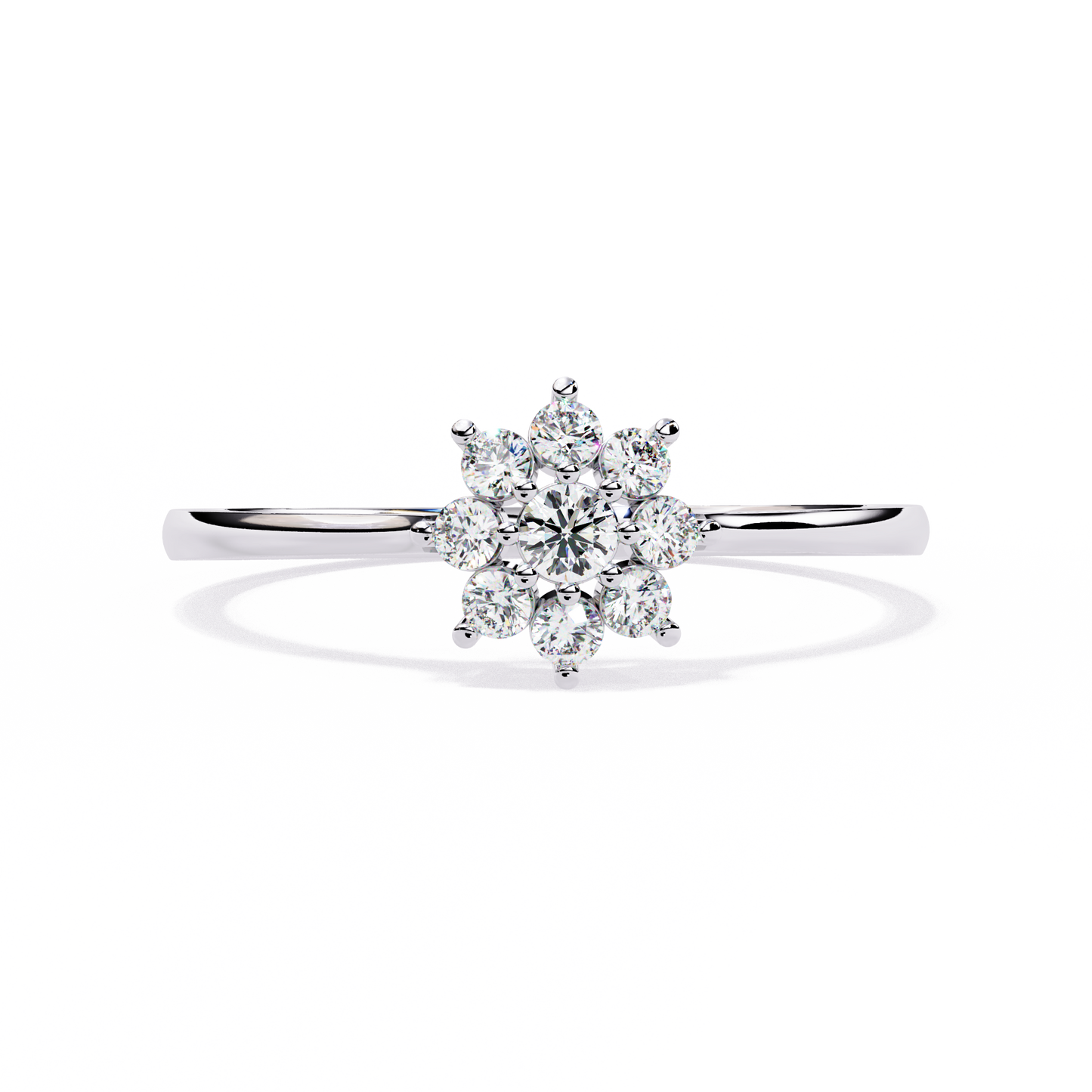 Flora Halo Solitaire Ring