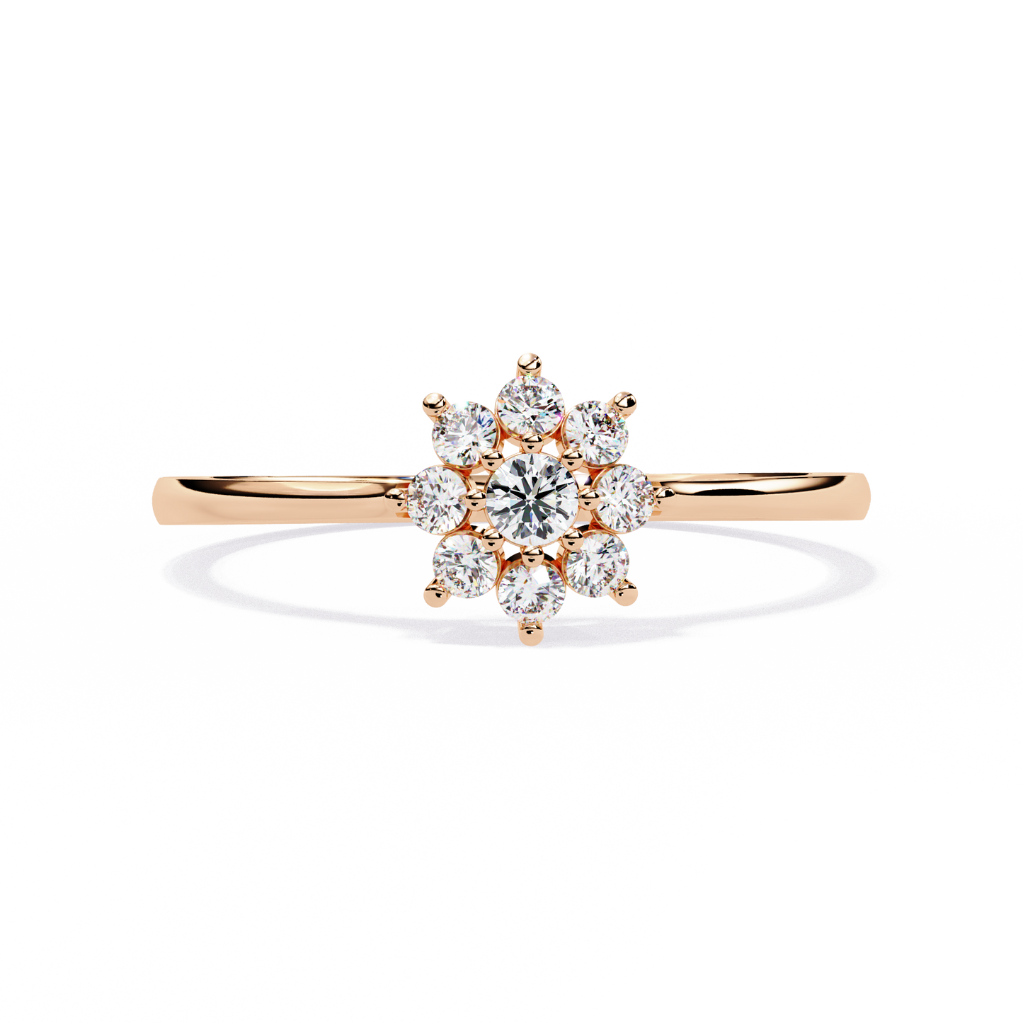 Flora Halo Solitaire Ring