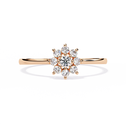 Flora Halo Solitaire Ring