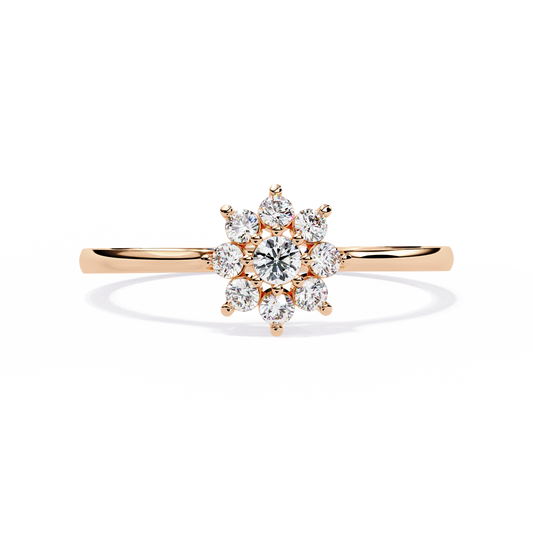 Flora Halo Solitaire Ring