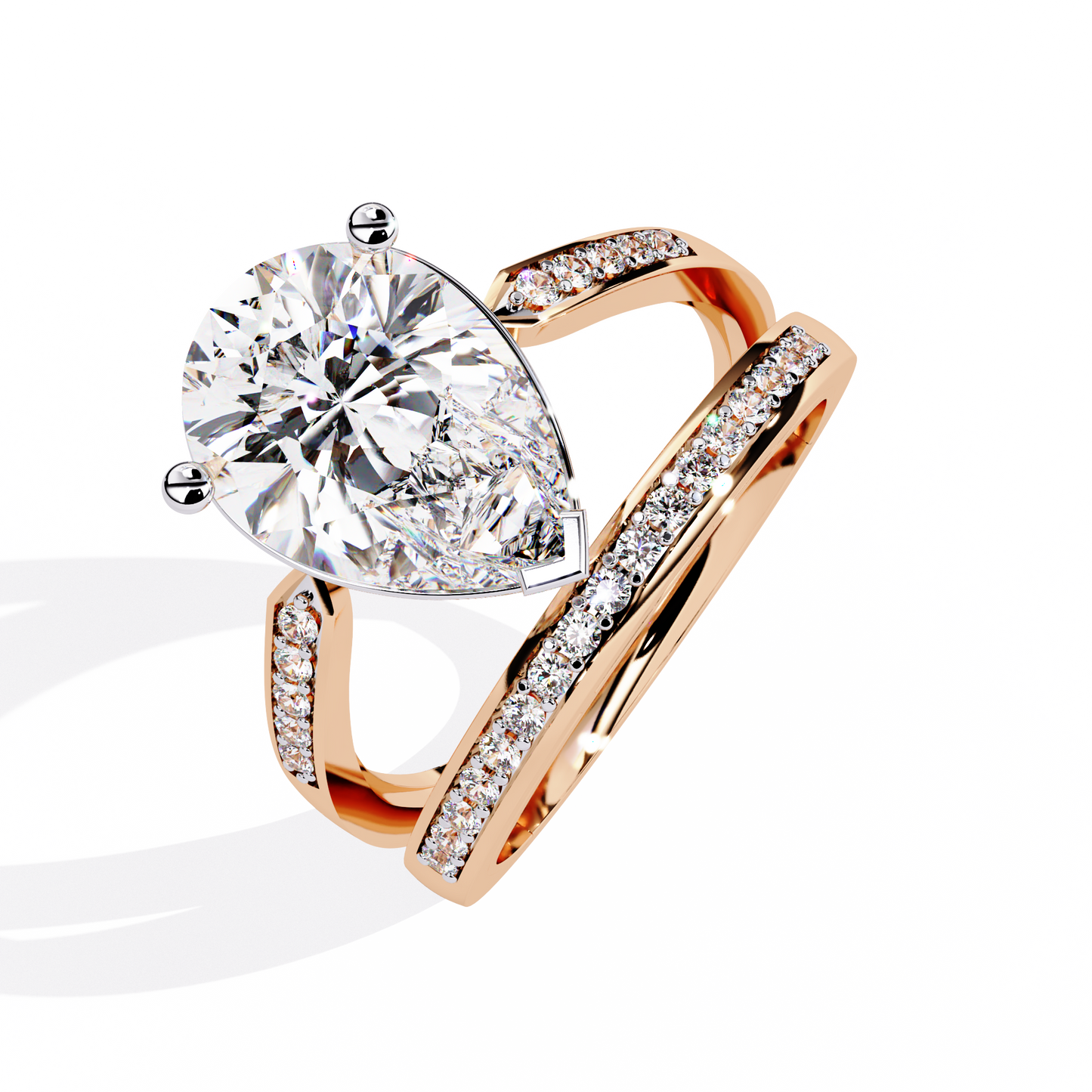 Pear Fusion Solitaire Ring