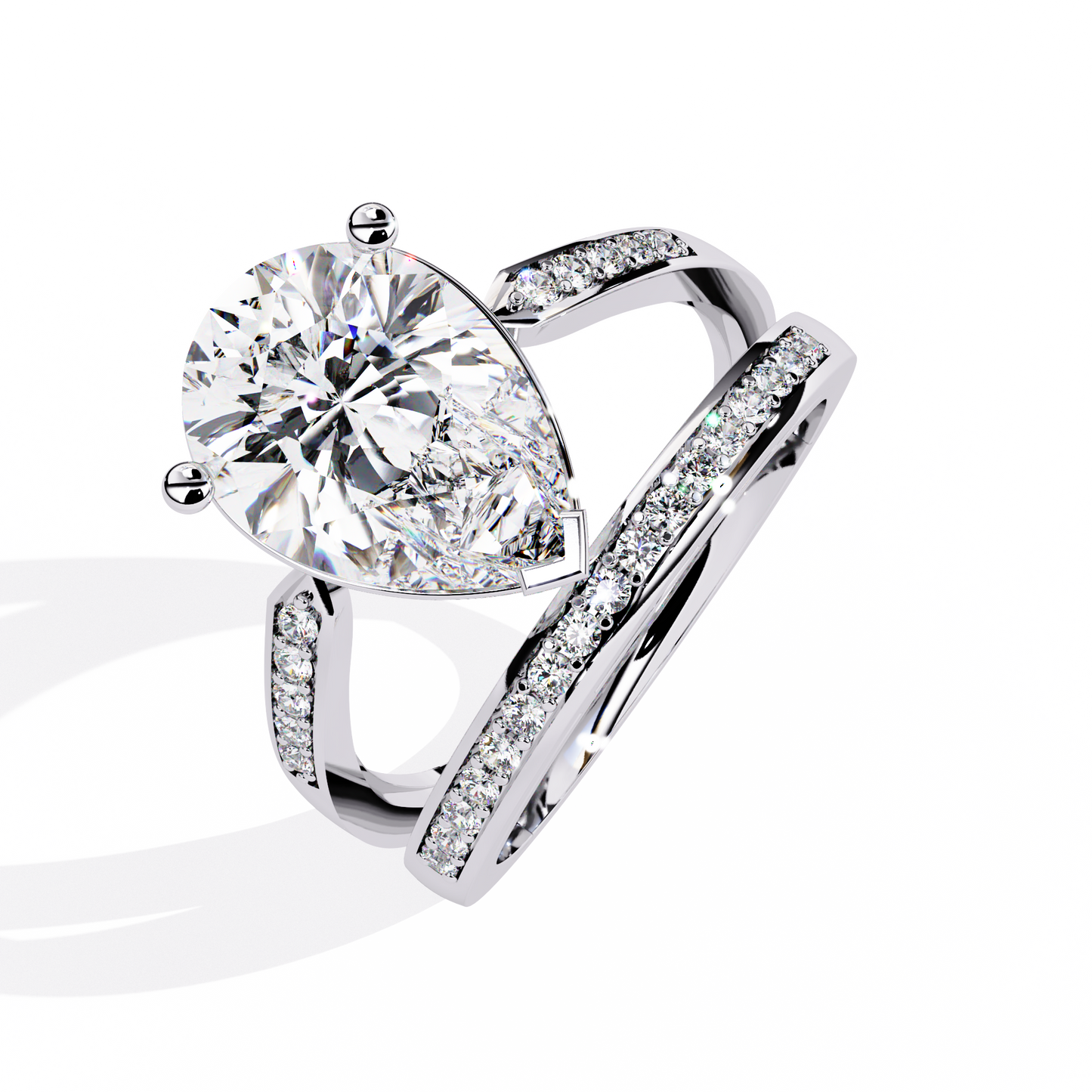 Pear Fusion Solitaire Ring