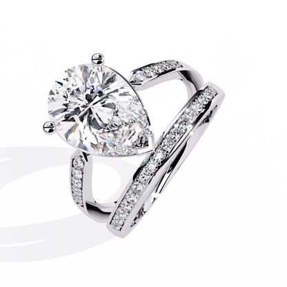 Pear Fusion Solitaire Ring