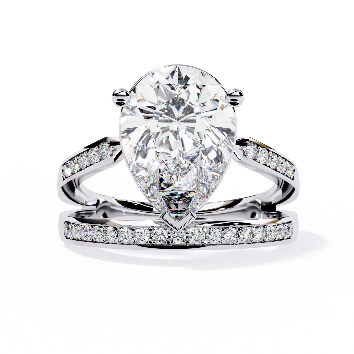 Pear Fusion Solitaire Ring