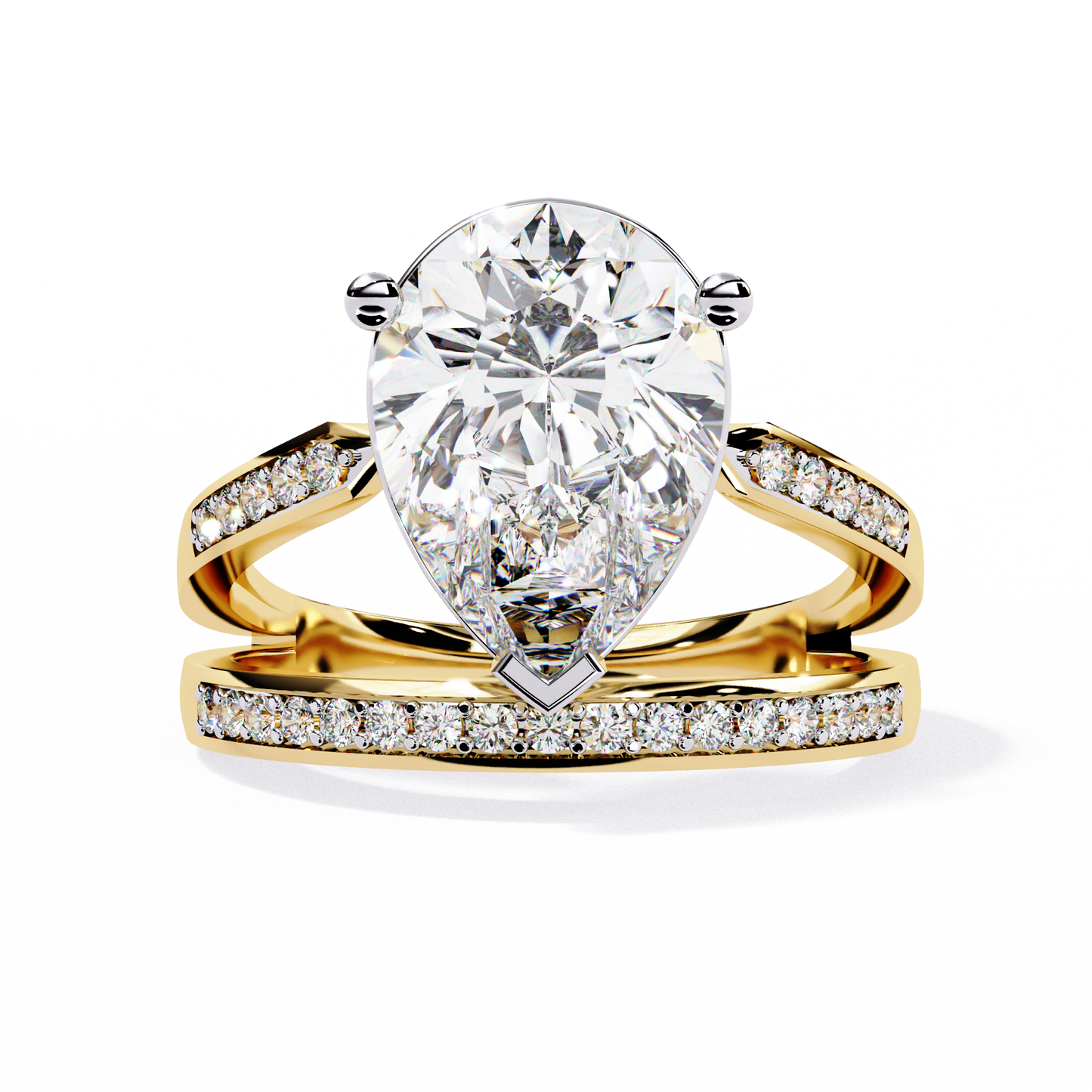 Pear Fusion Solitaire Ring