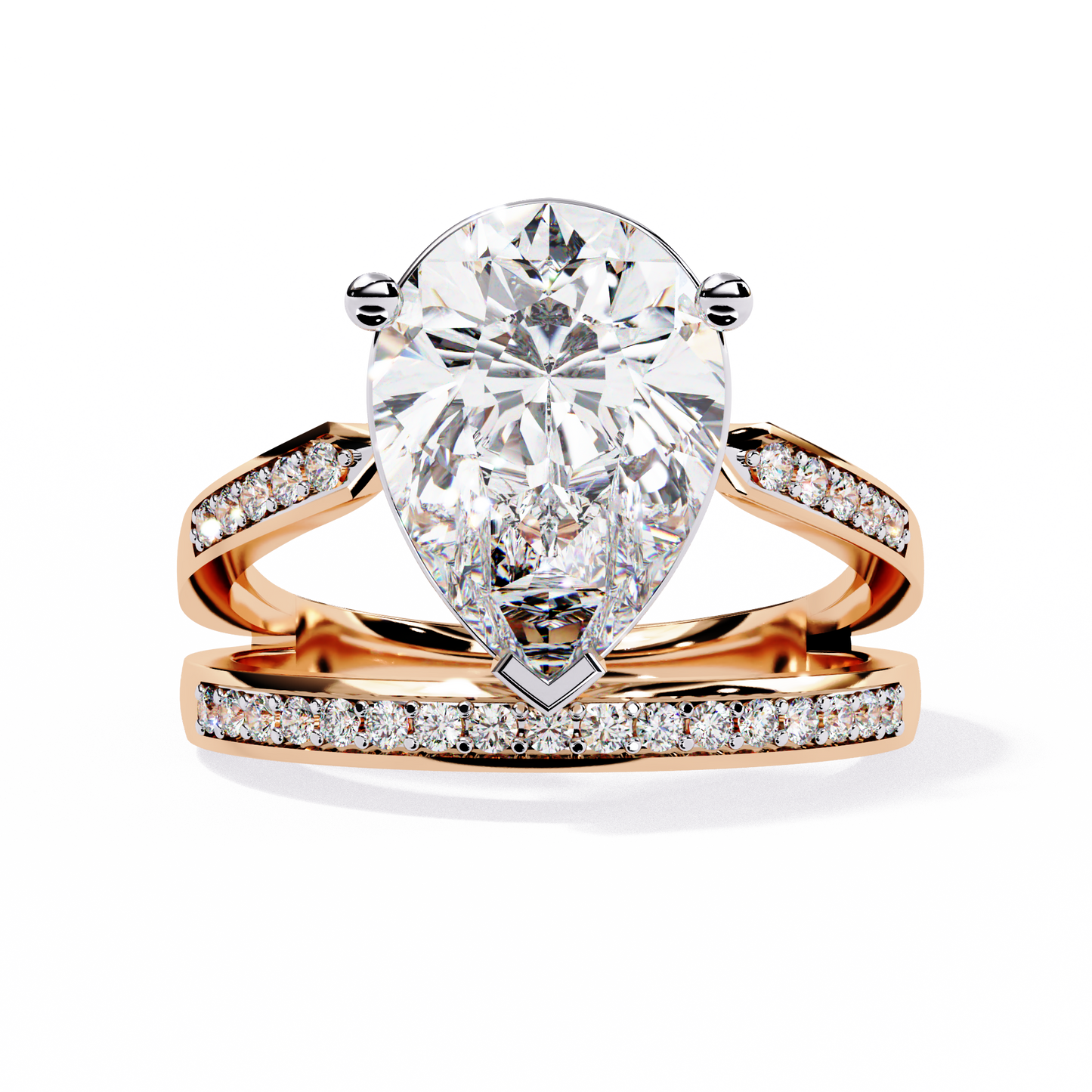 Pear Fusion Solitaire Ring