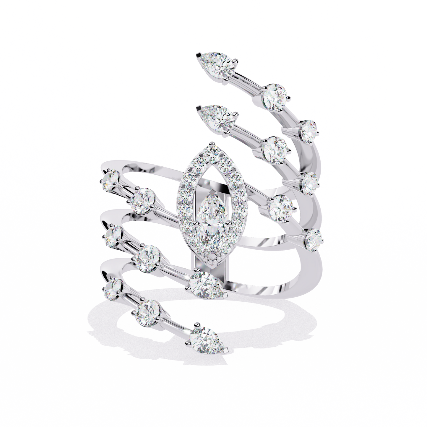 Radiant Plume Diamonds Ring