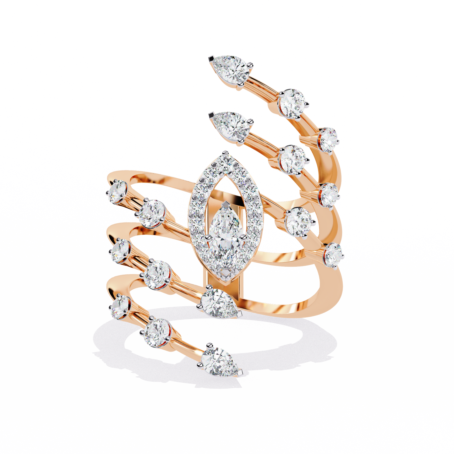 Radiant Plume Diamonds Ring