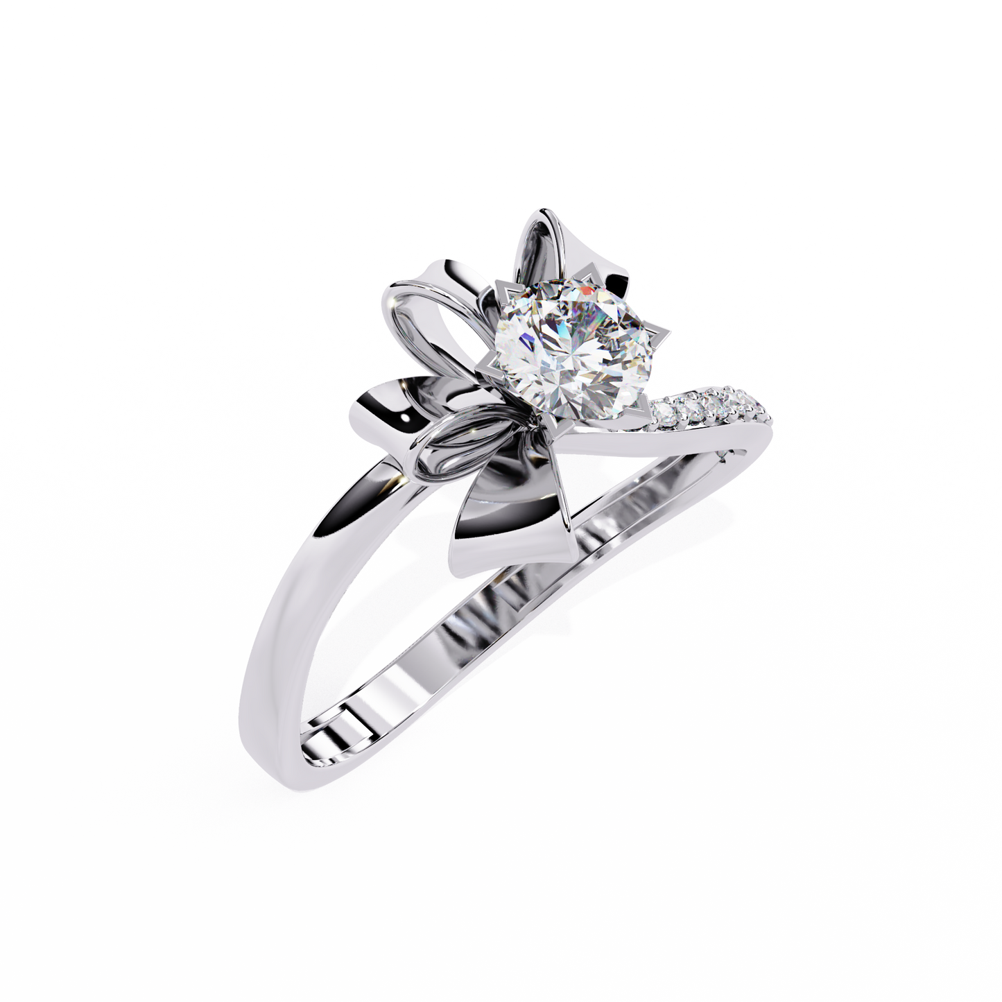 Silken Petals Solitaire Ring