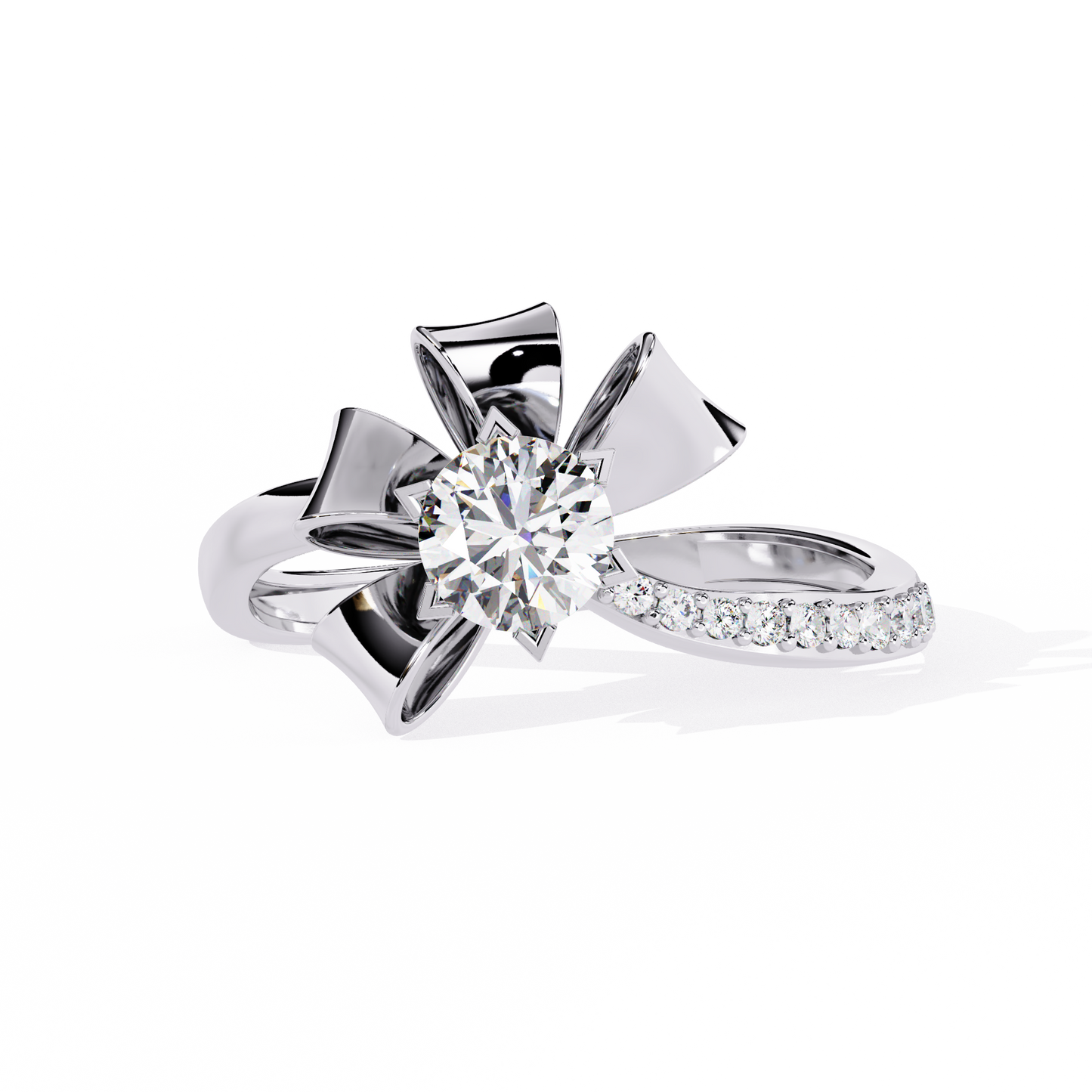 Silken Petals Solitaire Ring