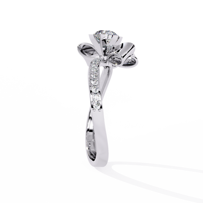 Silken Petals Solitaire Ring